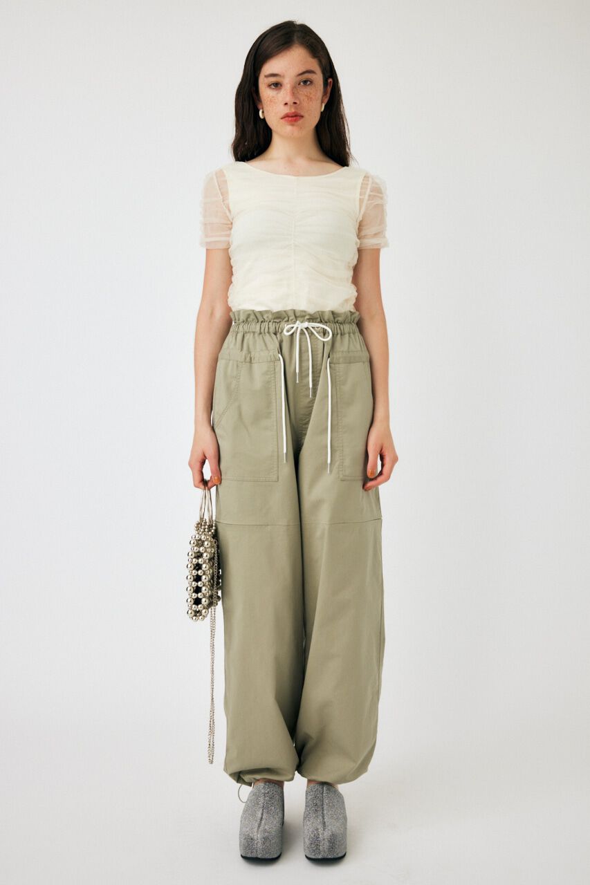 MOUSSY「CUT TULLE トップス」|Tシャツ・カットソー|L/BEG1