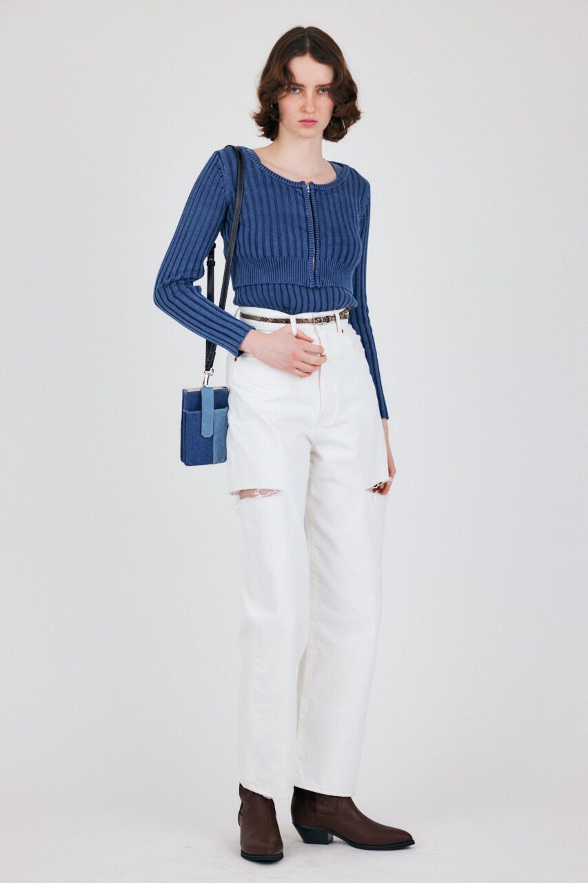 MOUSSY「THIGH SLIT WHT LOOSE STRAIGHT」|デニム|