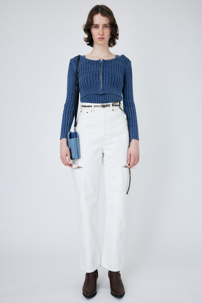 MOUSSY「THIGH SLIT WHT LOOSE STRAIGHT」|デニム|