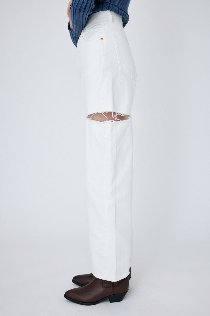 MOUSSY「THIGH SLIT WHT LOOSE STRAIGHT」|デニム|