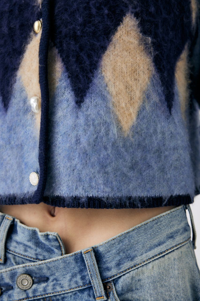 MOUSSY「ARGYLE SHAGGY カーディガン」|カーディガン|