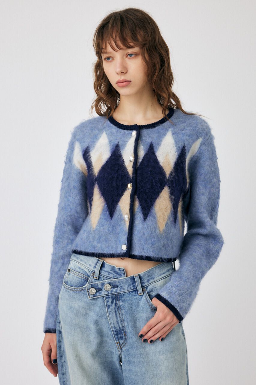 MOUSSY「ARGYLE SHAGGY カーディガン」|カーディガン|