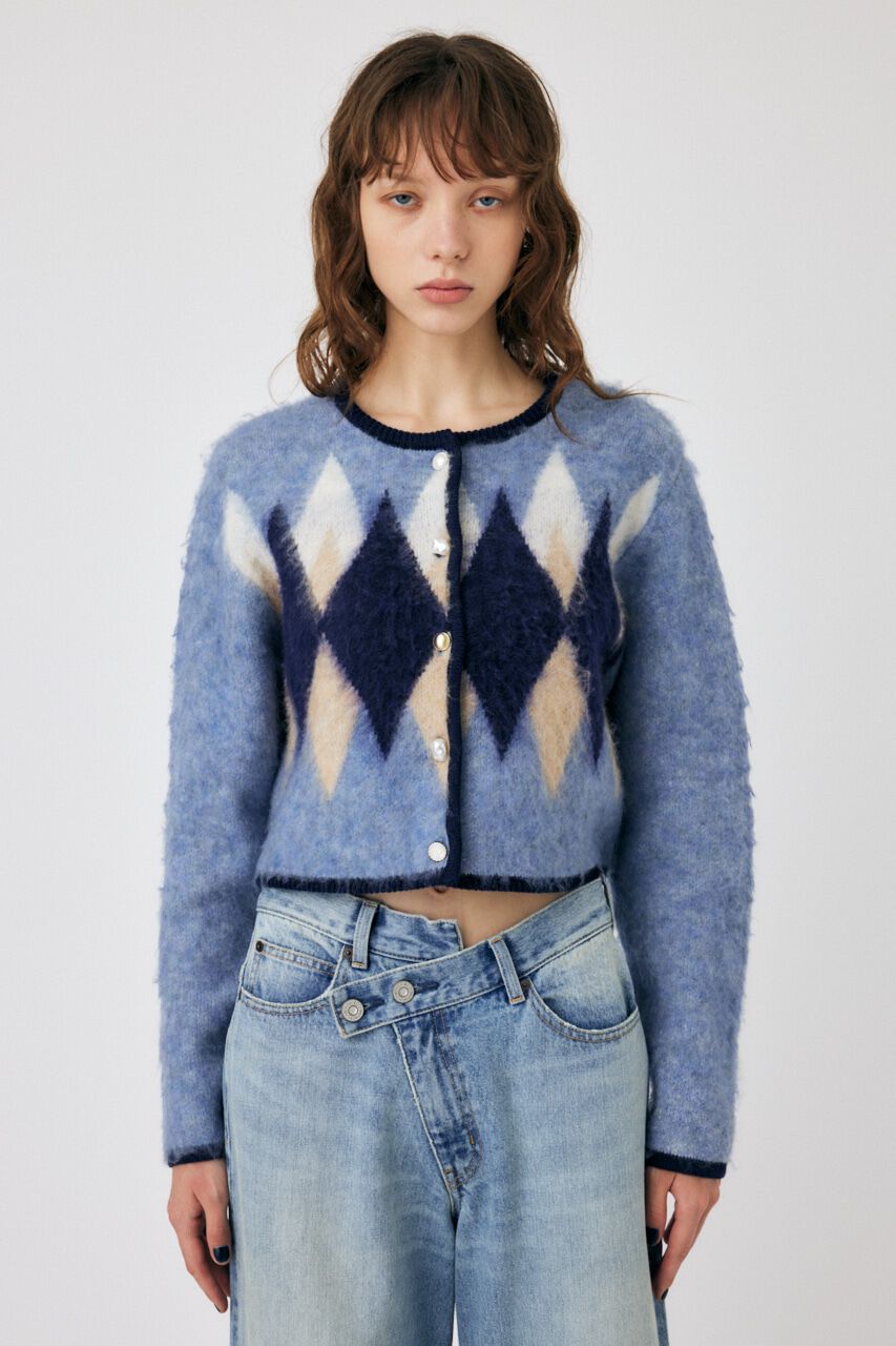 MOUSSY「ARGYLE SHAGGY カーディガン」|カーディガン|