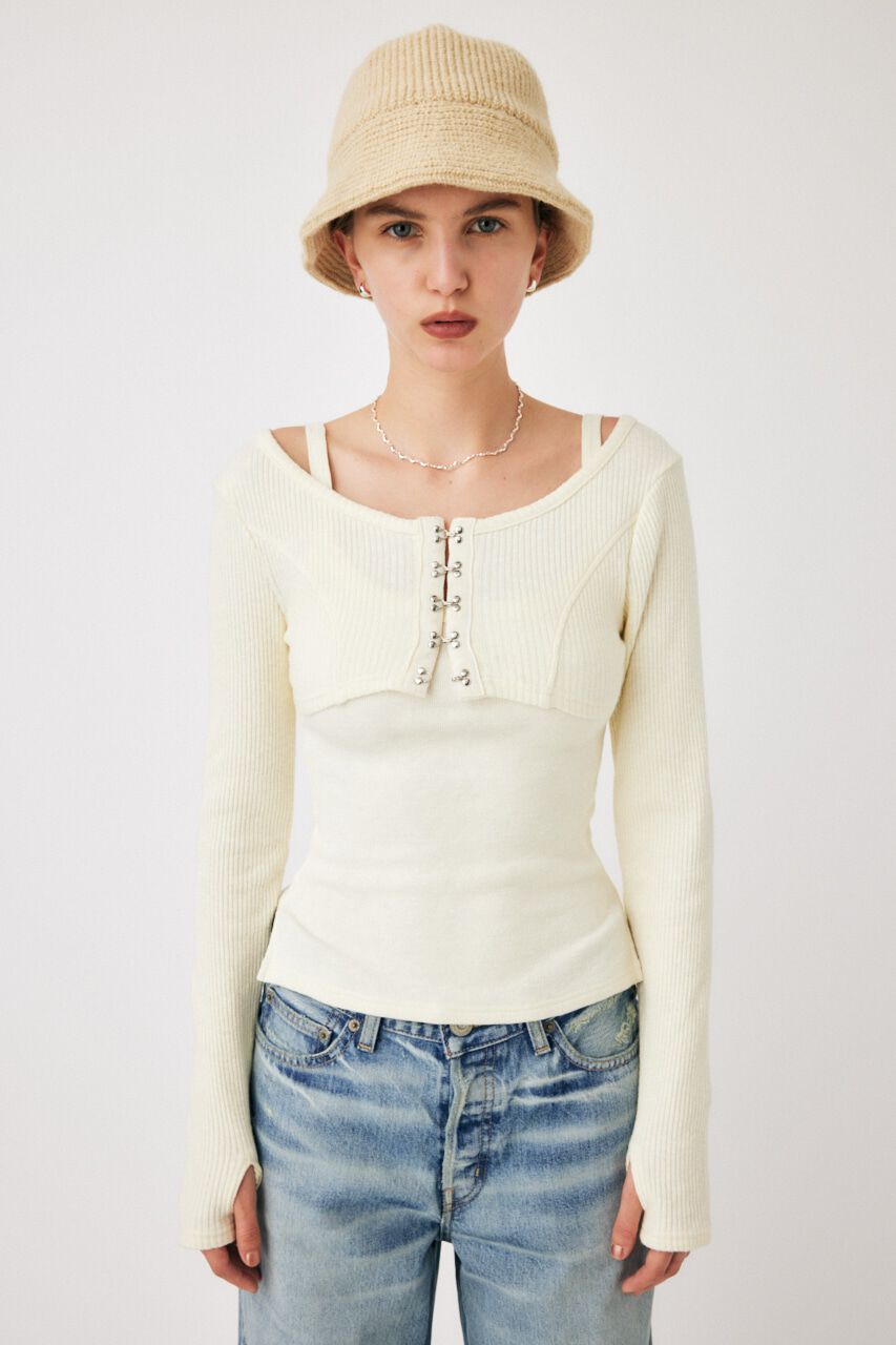 MOUSSY「HOOK & EYE BOLERO トップス」|Tシャツ・カットソー|O/WHT1