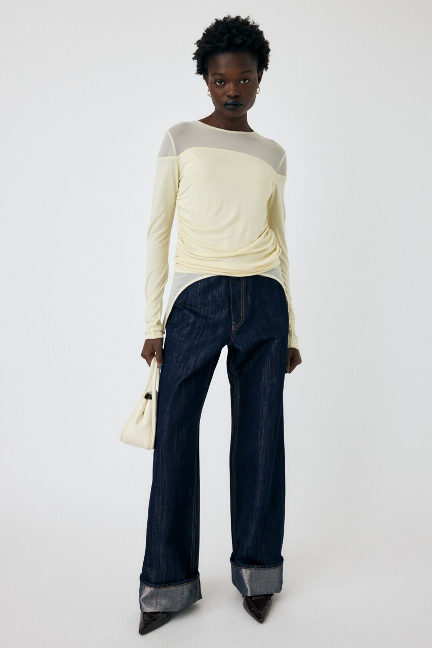 MOUSSY「GLITTER DENIM WIDE STRAIGHT」|デニム|