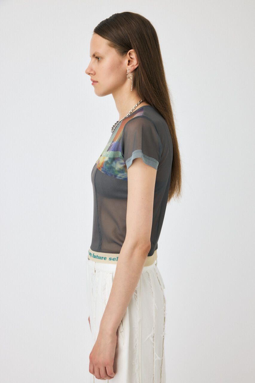 MOUSSY「SHEER SWITCHING プリントTシャツ」|Tシャツ・カットソー|