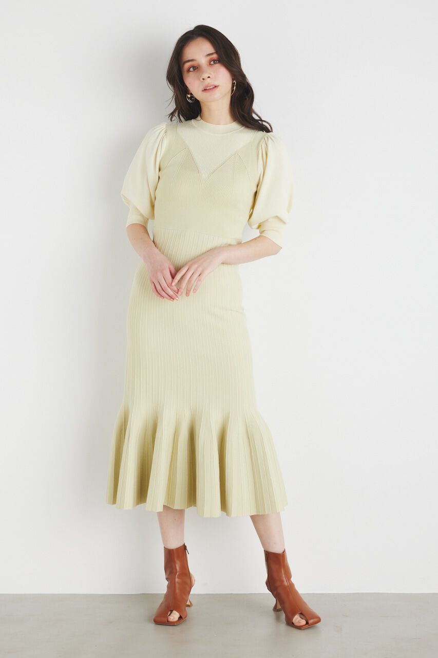 rienda「ビスチェライクストライプKnit OP」|ワンピース|