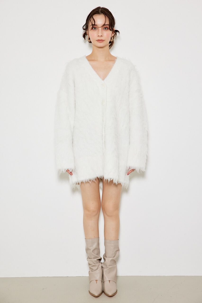 rienda「2WAYロングシャギーKnit CD」|カーディガン|