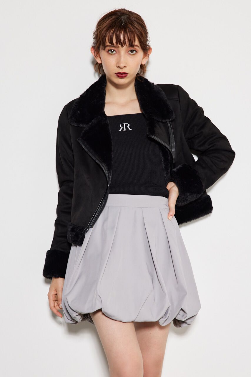 rienda「フェイクファーライダースムートンJK」|その他|BLK