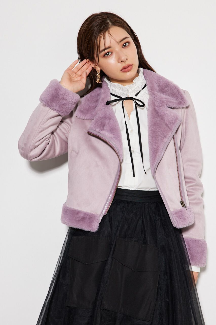 rienda「フェイクファーライダースムートンJK」|その他|PUR