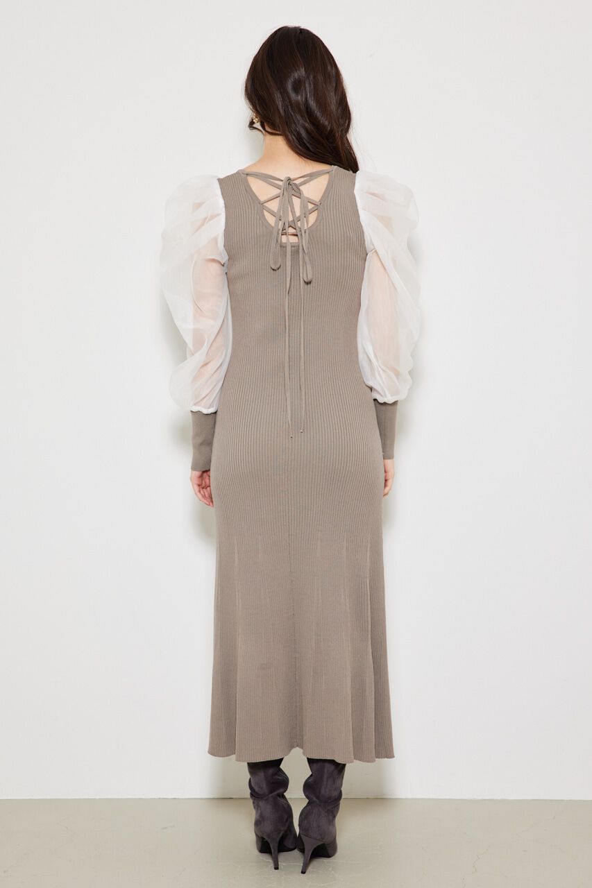 rienda「オーガンジードッキングバックレースUP Knit OP」|ワンピース|