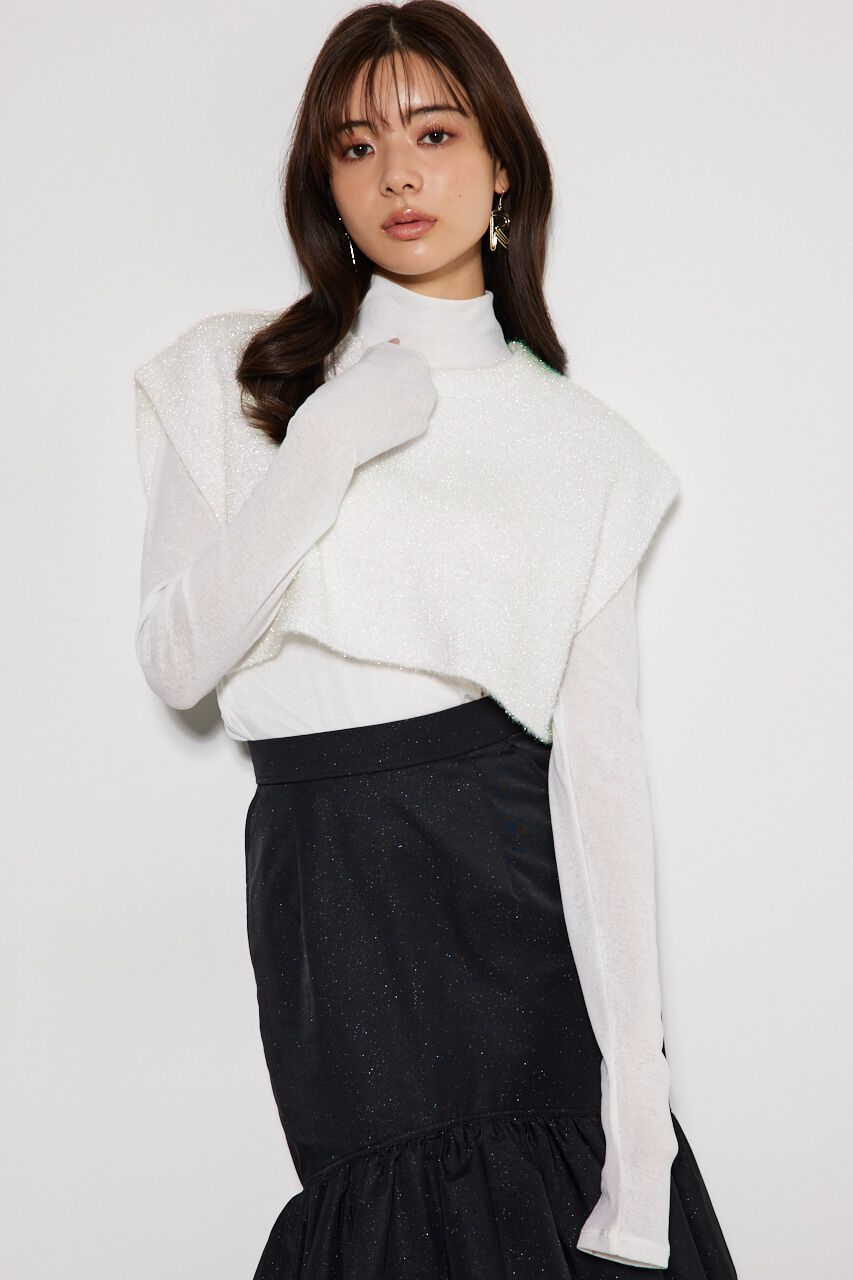 rienda「シャイニーベストSET Knit TOP」|ニット・セーター|O/WHT1