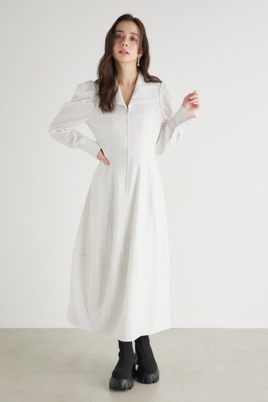 rienda「オーバーカラーZIPフレアOP」|ワンピース|