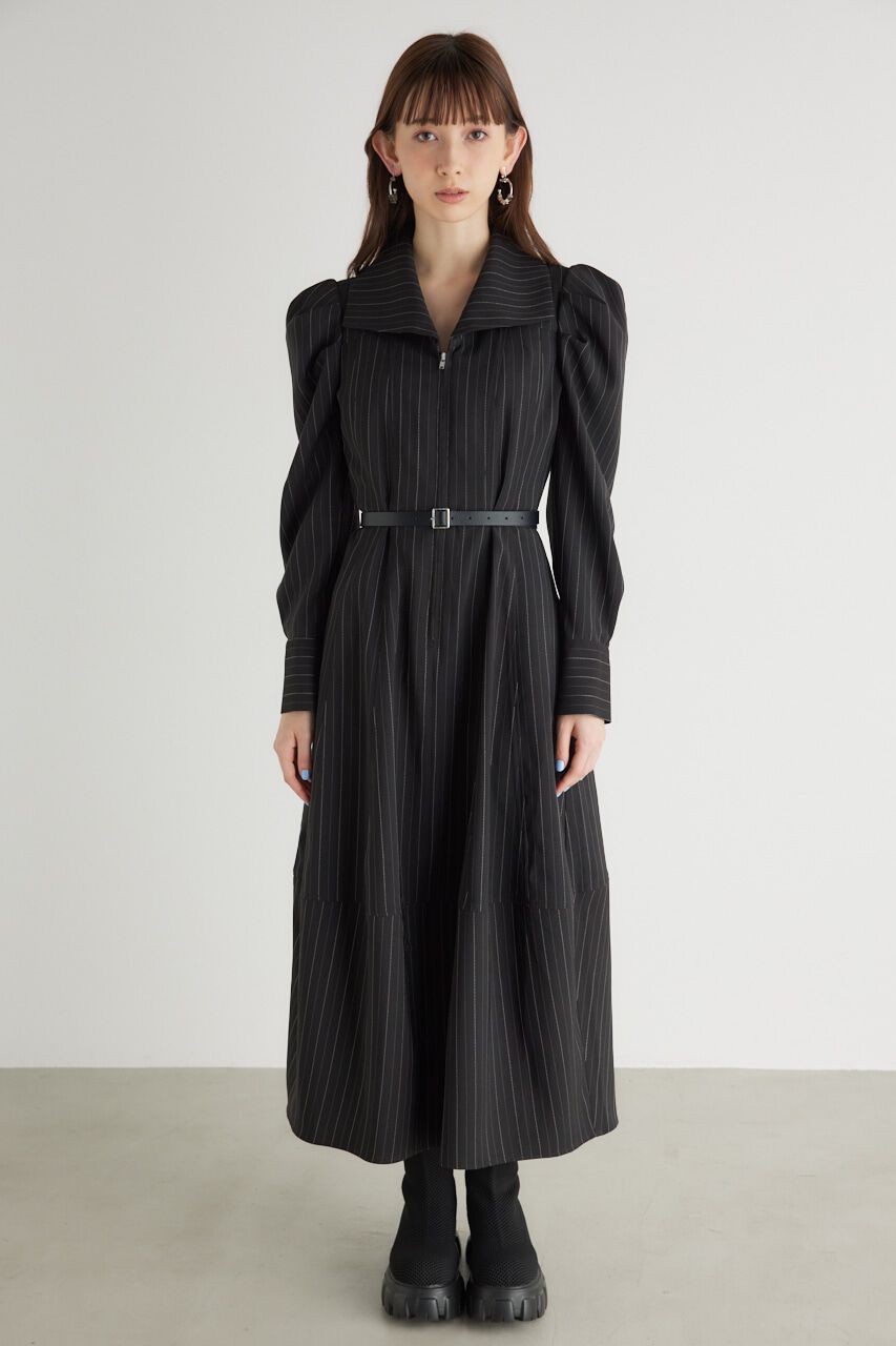 rienda「オーバーカラーZIPフレアOP」|ワンピース|