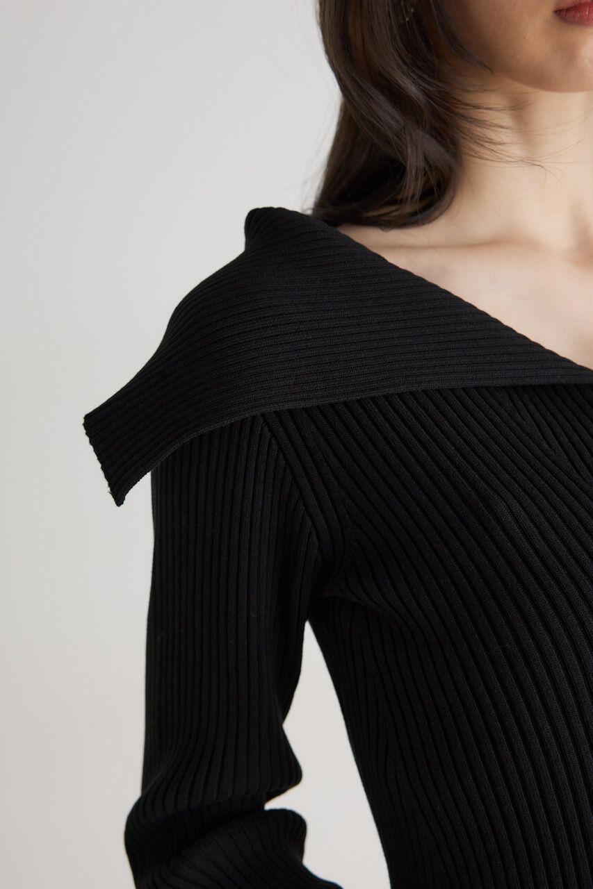 rienda「オーバーカラータイトmini Knit OP」|ワンピース|