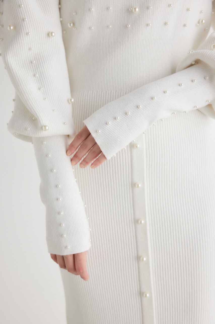 rienda「メニーフェイクパールタイトKnit OP」|ワンピース|