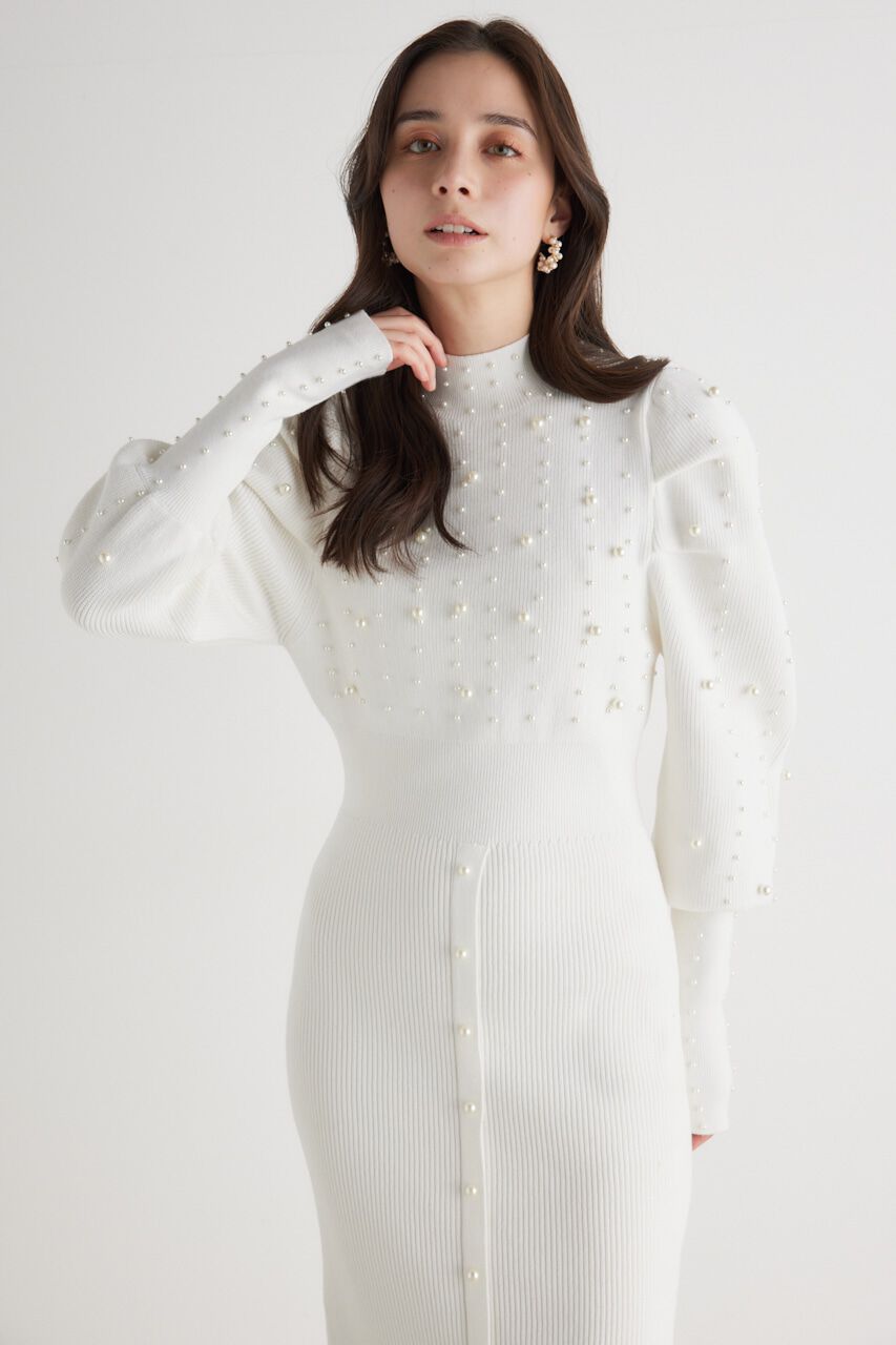 rienda「メニーフェイクパールタイトKnit OP」|ワンピース|