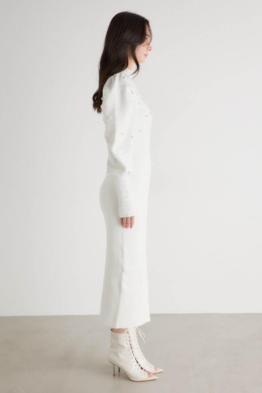 rienda「メニーフェイクパールタイトKnit OP」|ワンピース|