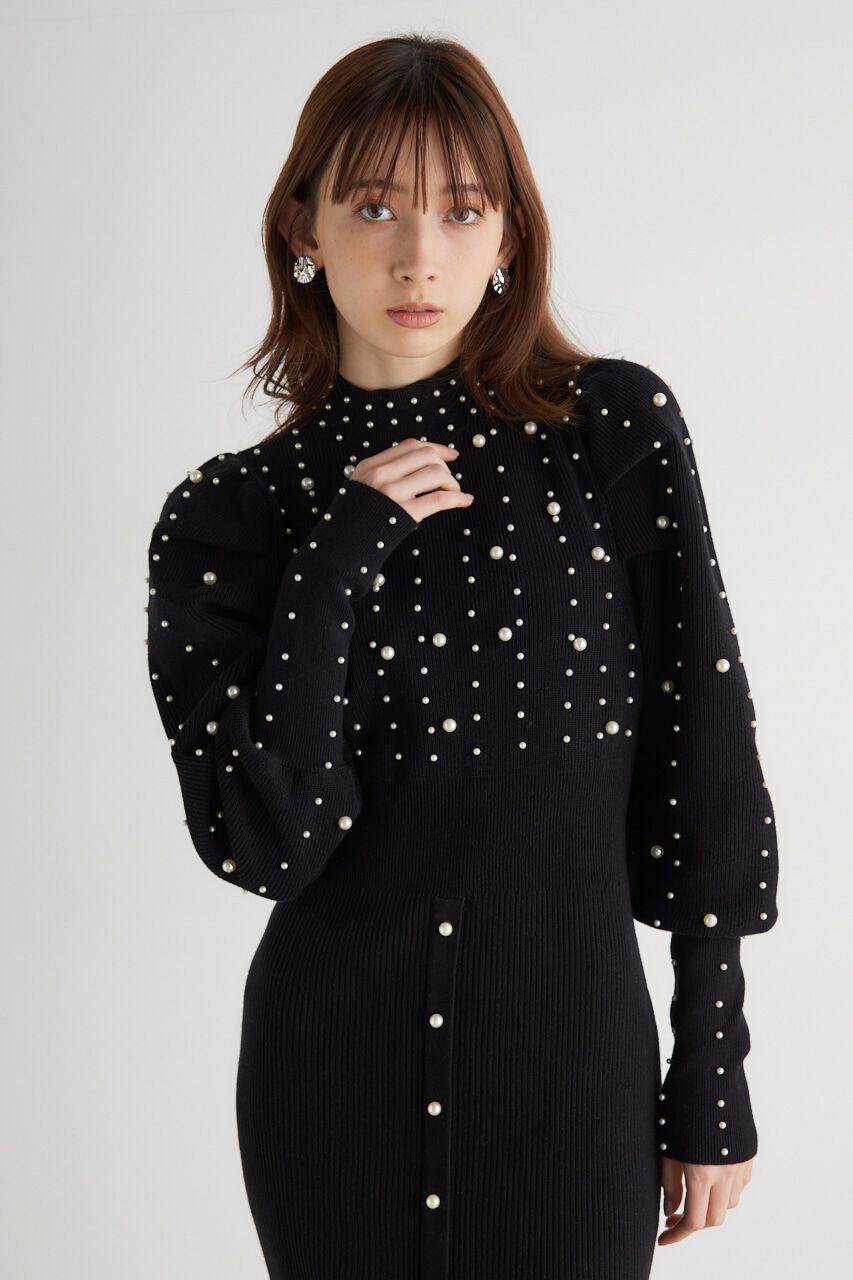 rienda「メニーフェイクパールタイトKnit OP」|ワンピース|