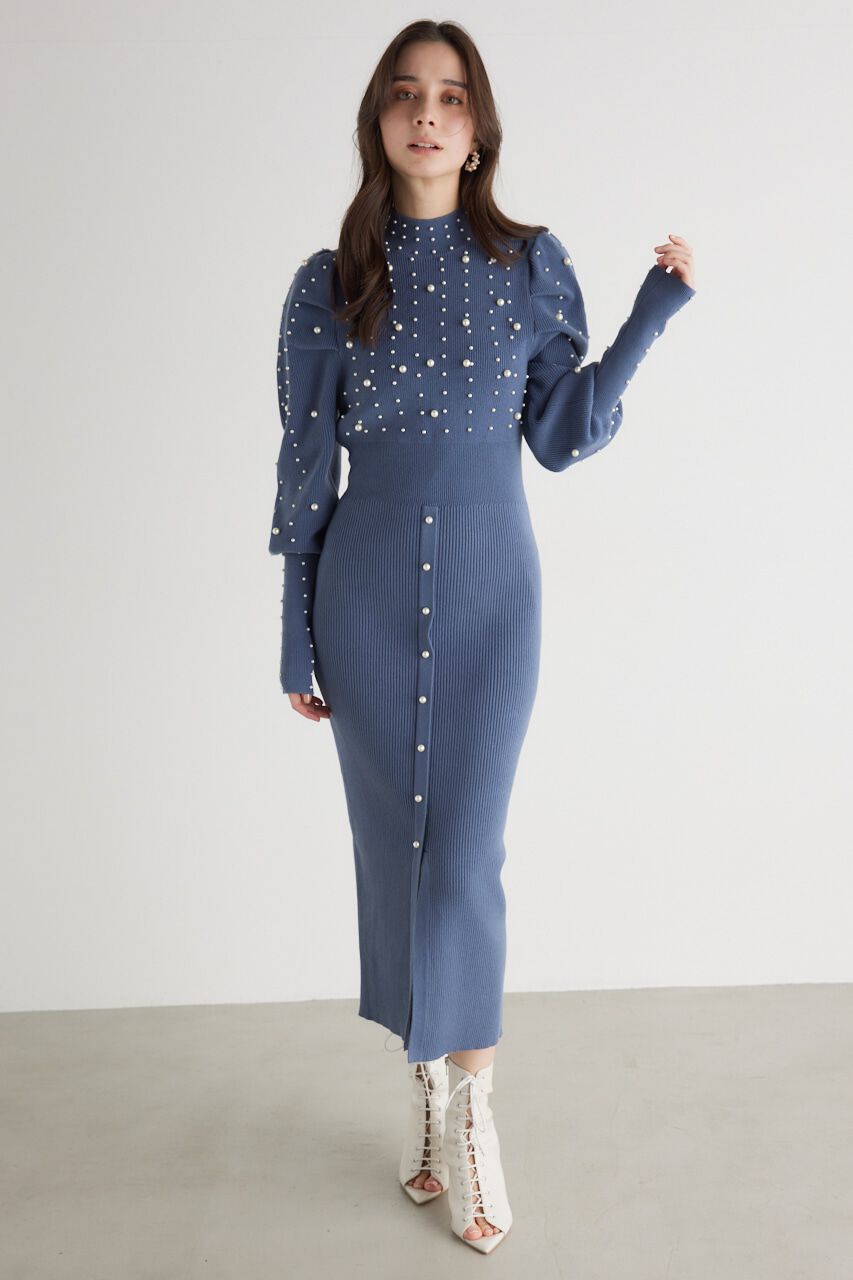 rienda「メニーフェイクパールタイトKnit OP」|ワンピース|