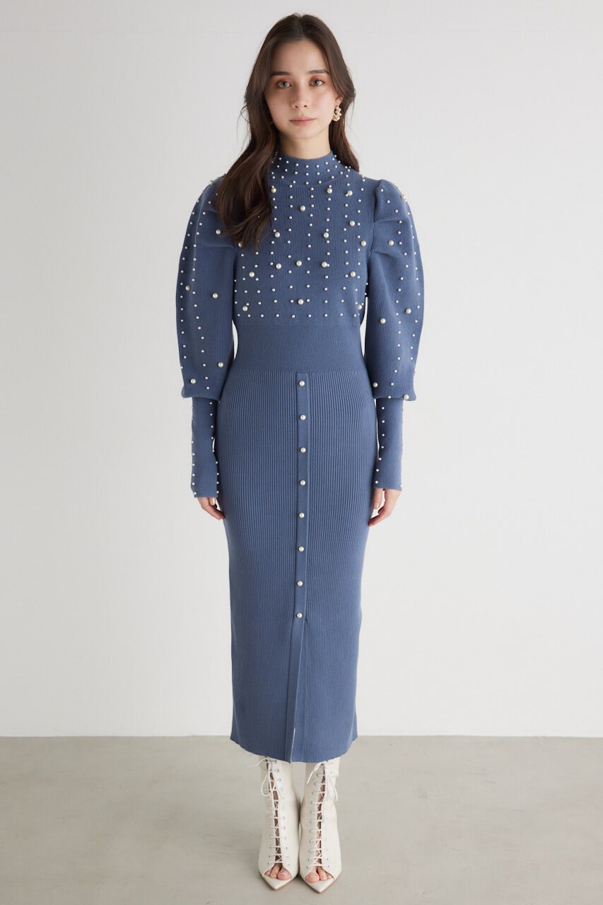 rienda「メニーフェイクパールタイトKnit OP」|ワンピース|