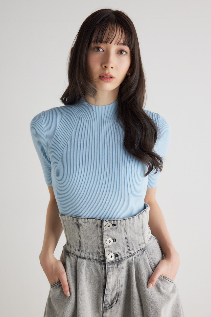 rienda「2WAYハーフSLVH/NウォッシャブルKnit TOP」|ニット・セーター|BLU