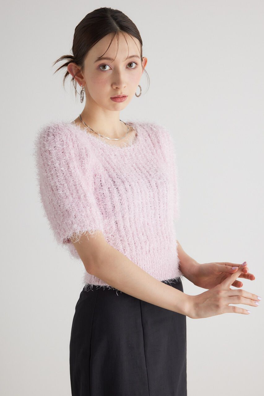 rienda「コンパクトシアーシャギーknitTOP」|ニット・セーター|PNK