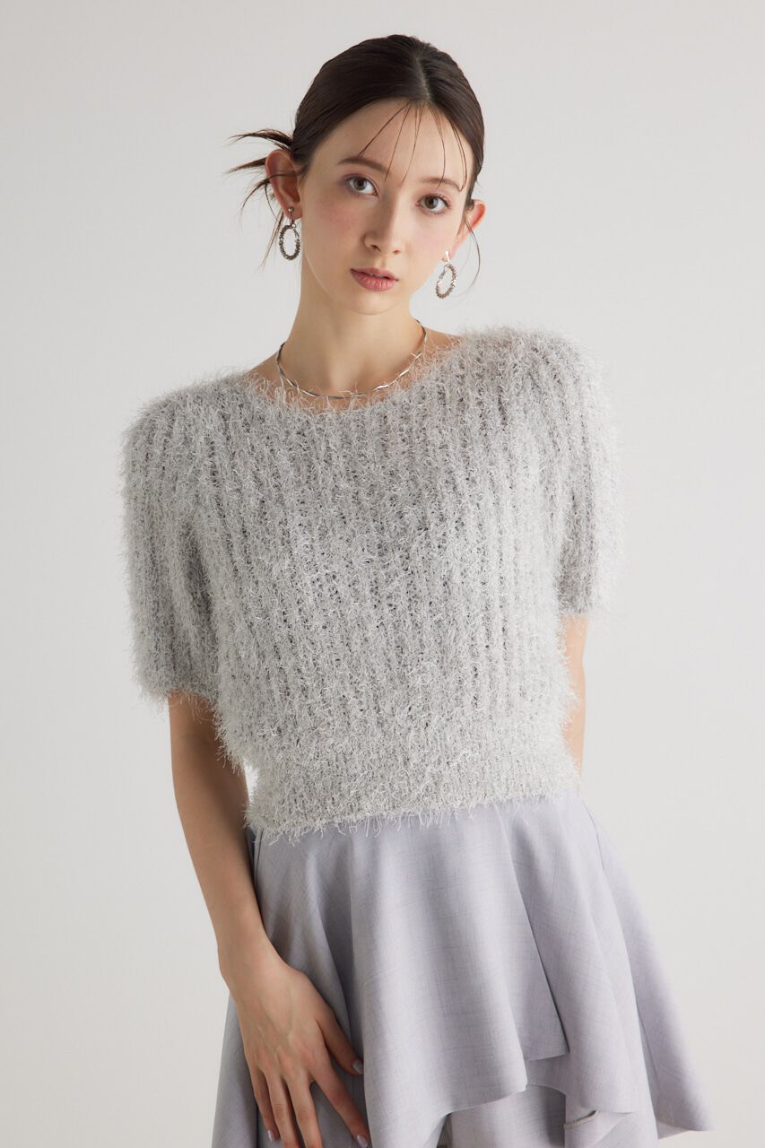 rienda「コンパクトシアーシャギーknitTOP」|ニット・セーター|L/GRY1