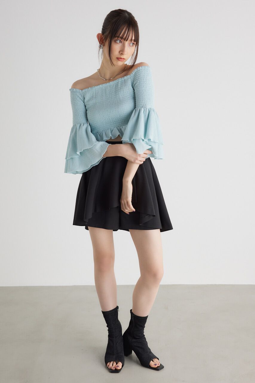 rienda「シャーリングオフショルクロップドTOP」|その他|