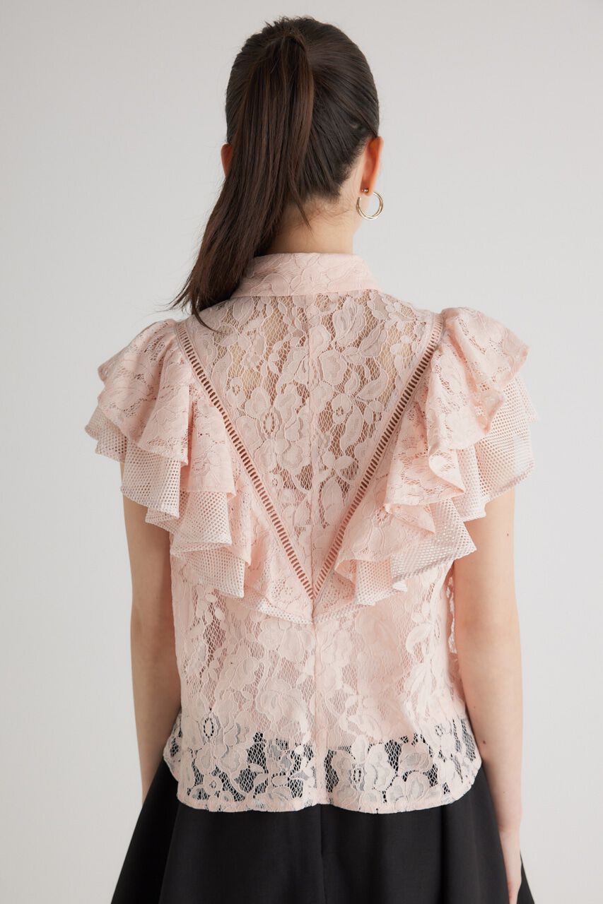 rienda「メッシュレースコンビフリルBLS」|シャツ・ブラウス|