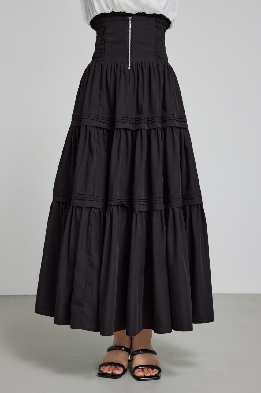 rienda「ウェストシャーリングタックデザインフレアスカート」|スカート|