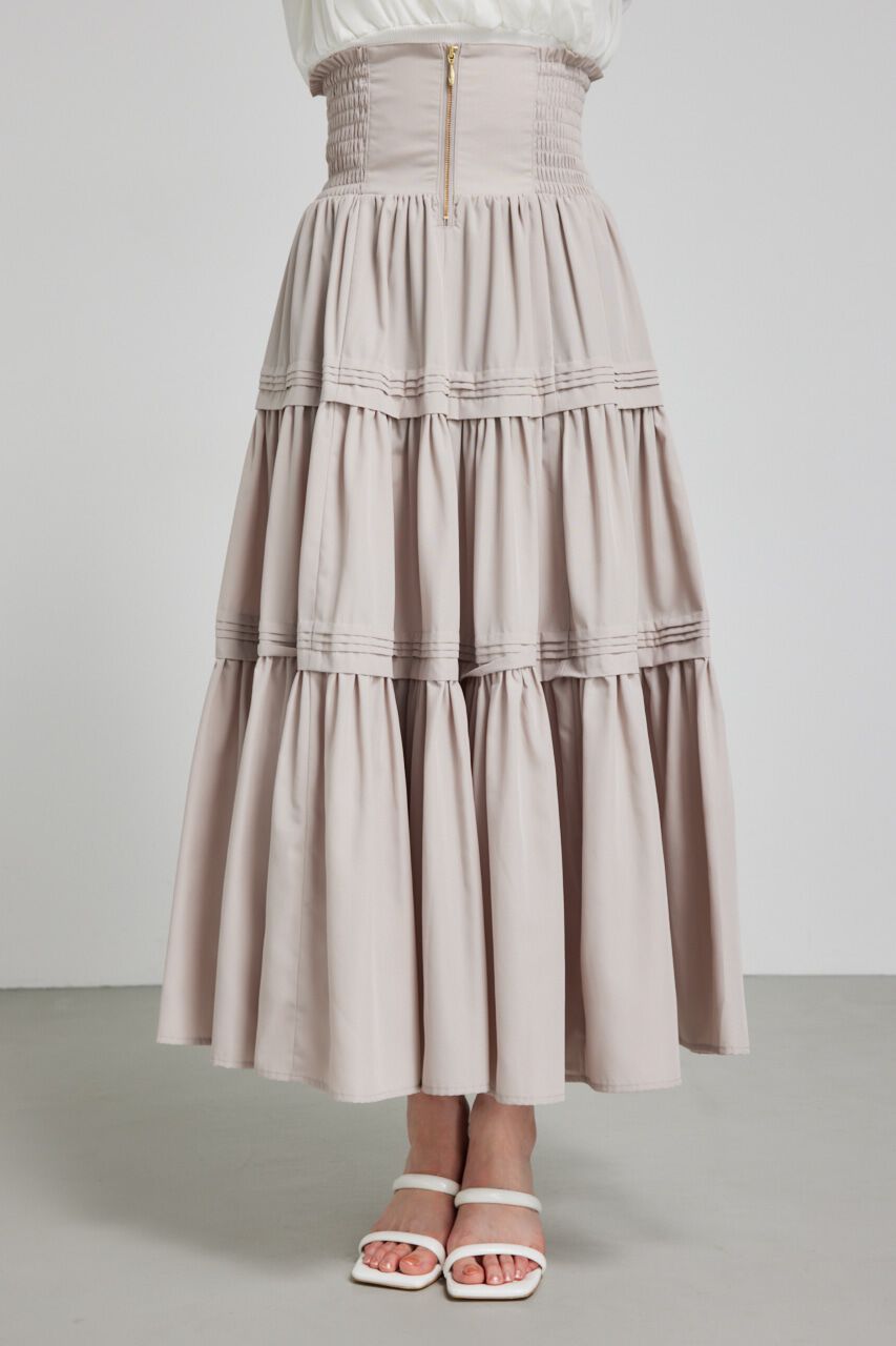 rienda「ウェストシャーリングタックデザインフレアスカート」|スカート|