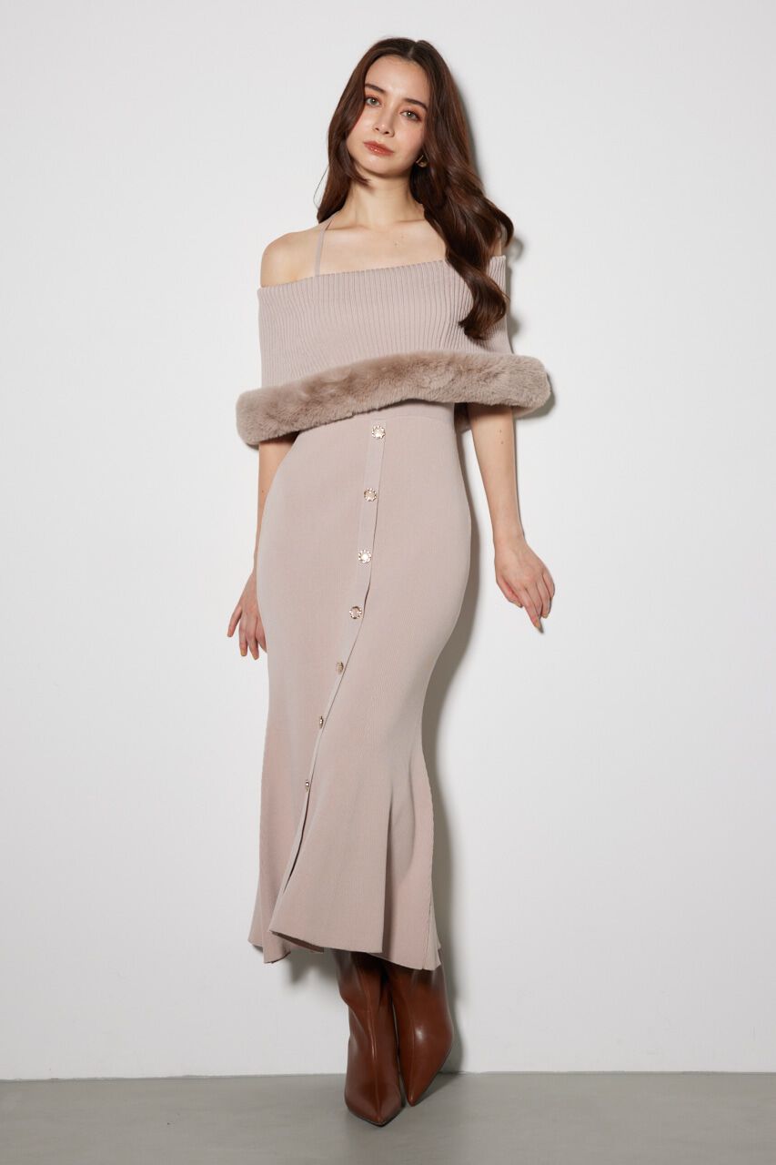 rienda「2WAYフェイクファーマーメイドニットワンピース」|ワンピース|