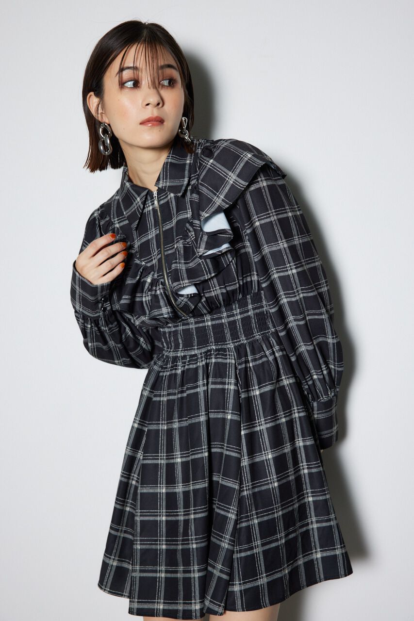 rienda「フロントZIPシャツミニワンピース」|ワンピース|