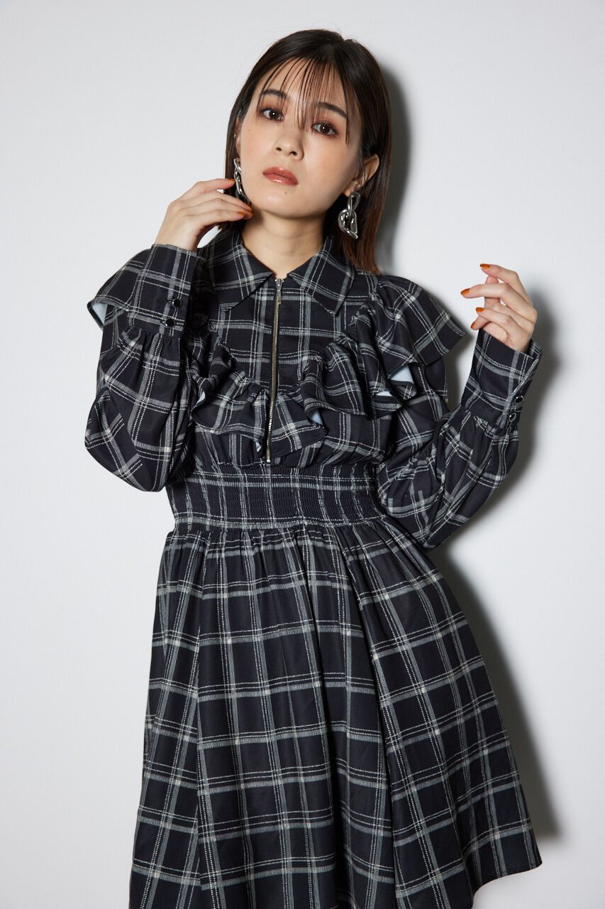 rienda「フロントZIPシャツミニワンピース」|ワンピース|