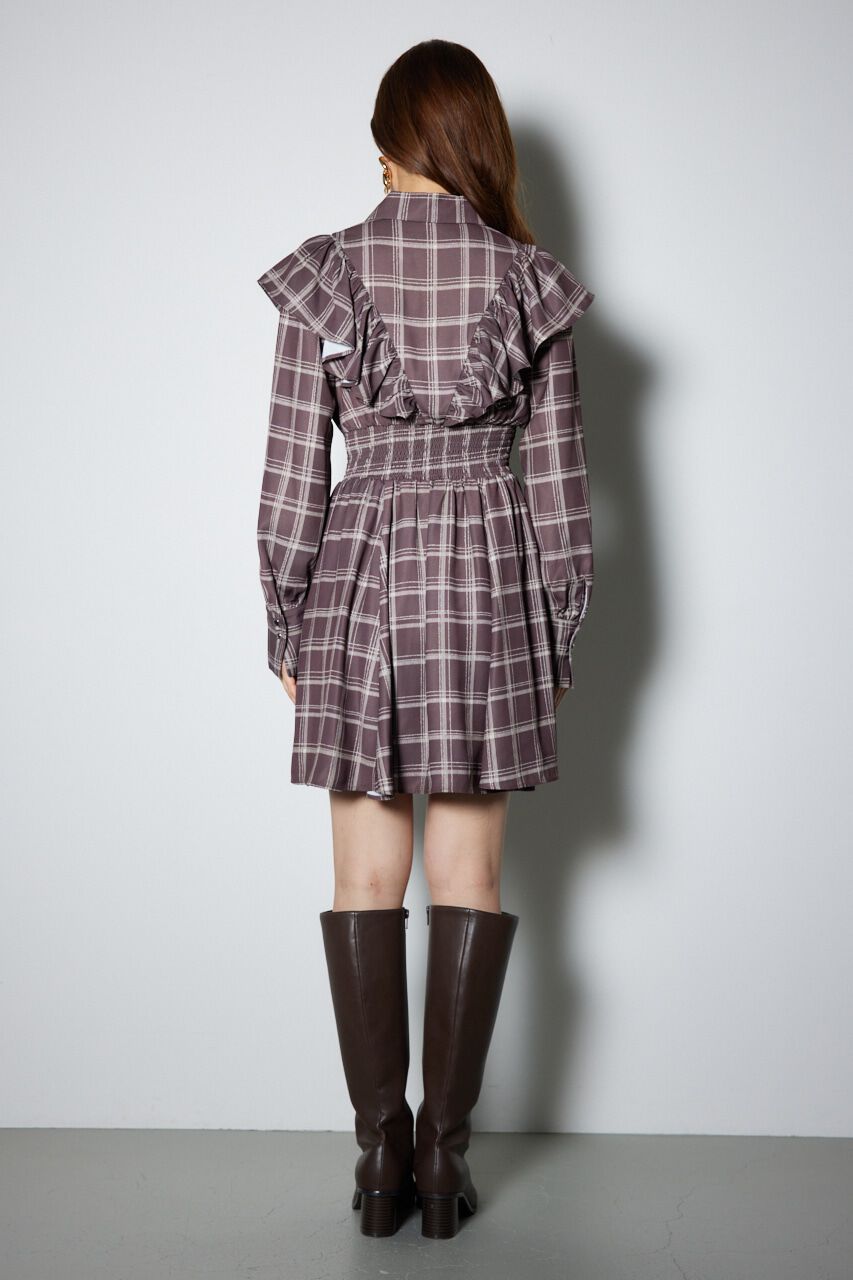 rienda「フロントZIPシャツミニワンピース」|ワンピース|