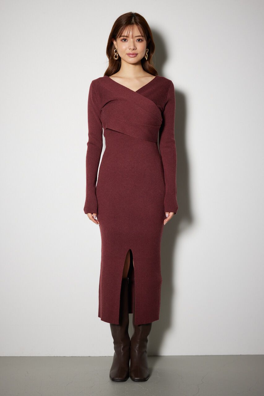 rienda「カシュクールウォッシャブルニットワンピース」|ワンピース|