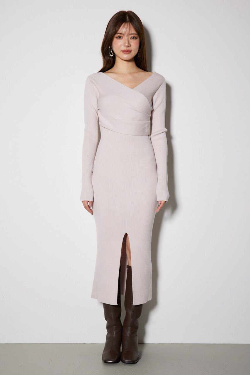 rienda「カシュクールウォッシャブルニットワンピース」|ワンピース|