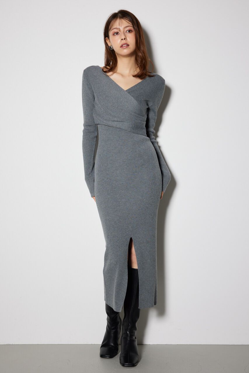 rienda「カシュクールウォッシャブルニットワンピース」|ワンピース|