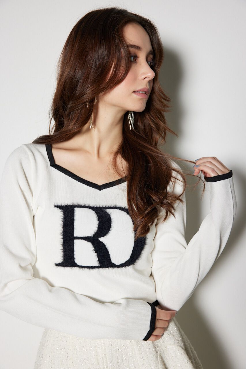 rienda「BIG Rロゴロング スリーブ ニット トップス」|ニット・セーター|