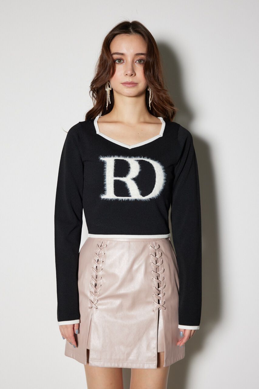 rienda「BIG Rロゴロング スリーブ ニット トップス」|ニット・セーター|