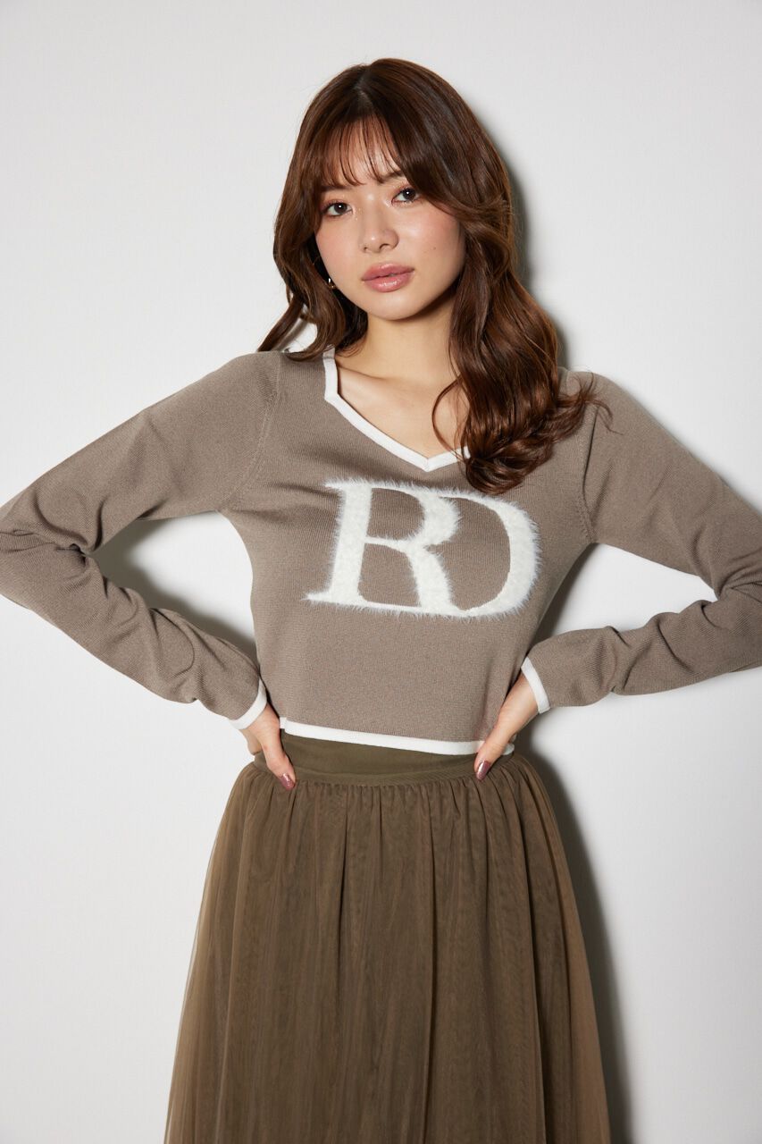 rienda「BIG Rロゴロング スリーブ ニット トップス」|ニット・セーター|