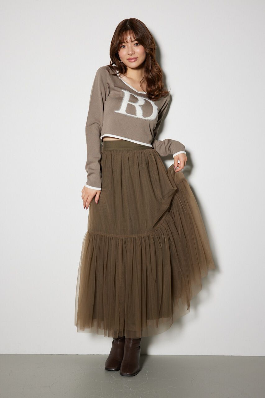 rienda「BIG Rロゴロング スリーブ ニット トップス」|ニット・セーター|