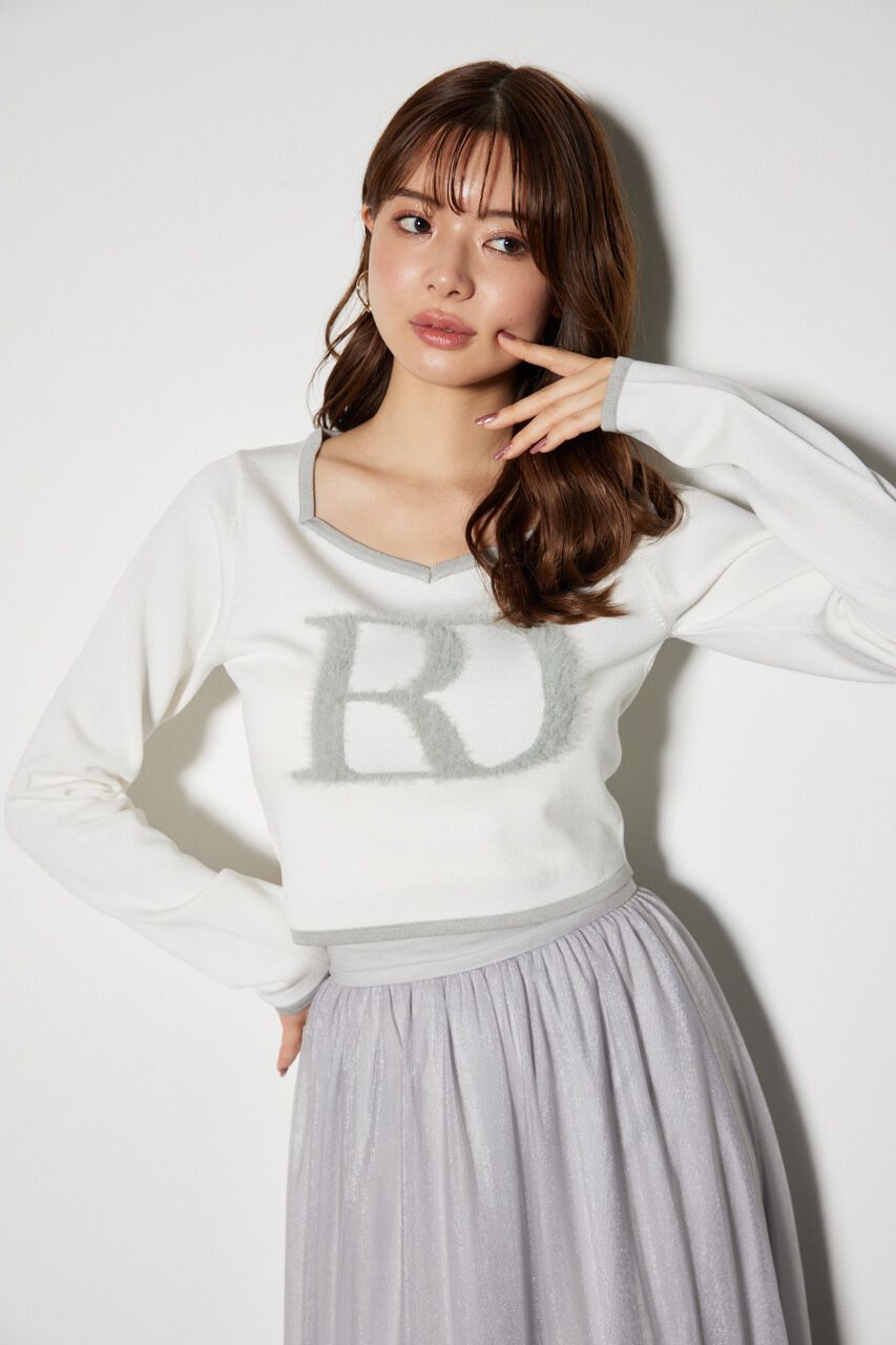 rienda「BIG Rロゴロング スリーブ ニット トップス」|ニット・セーター|
