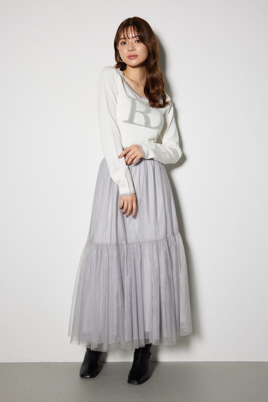 rienda「BIG Rロゴロング スリーブ ニット トップス」|ニット・セーター|