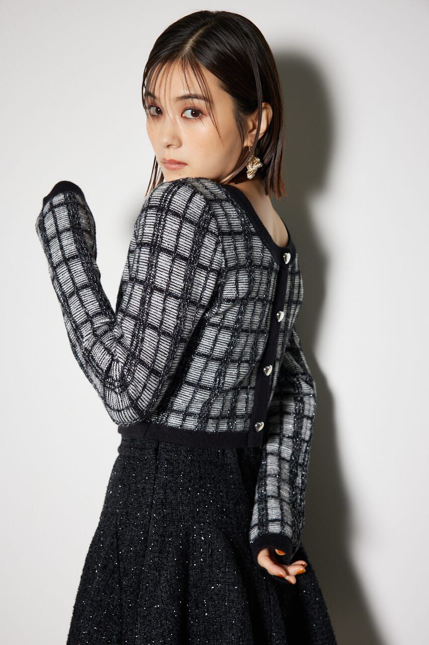 rienda「2WAYチェックニットカーディガン」|ニット・セーター|