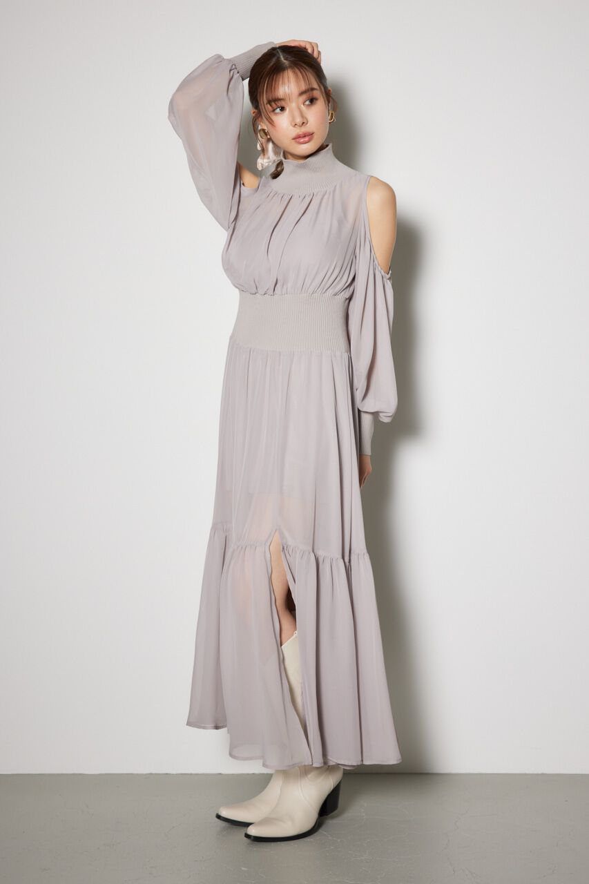 rienda「knitコンビスリットフレアワンピース」|ワンピース|