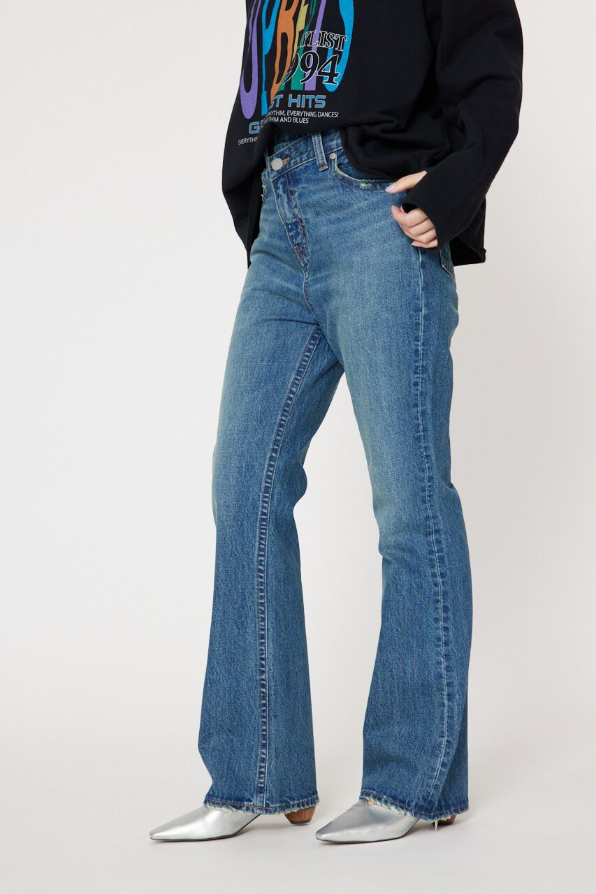 RODEO CROWNS「アシンメトリーハイウエストフレアデニム」|デニム|