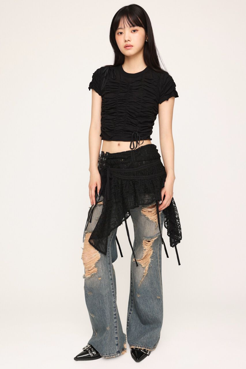 SLY「DRAWSTRING GATHER トップス」|Tシャツ・カットソー|