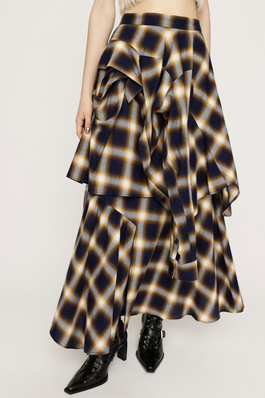 SLY「PLAID LAYERED ロングスカート」|スカート|M/YEL7
